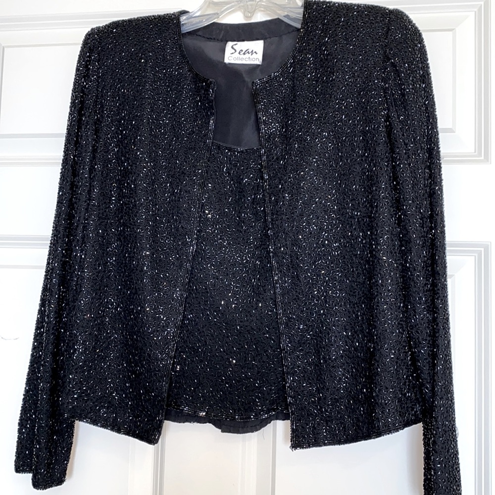 2 piece fully beaded jacket and tank set